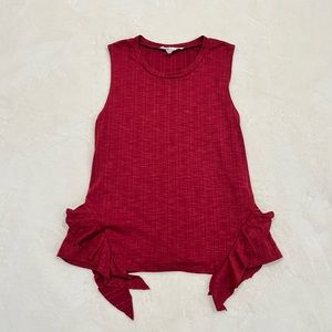BCBGeneration Burgundy Sleeveless Top with Ruffles - S (great condition)